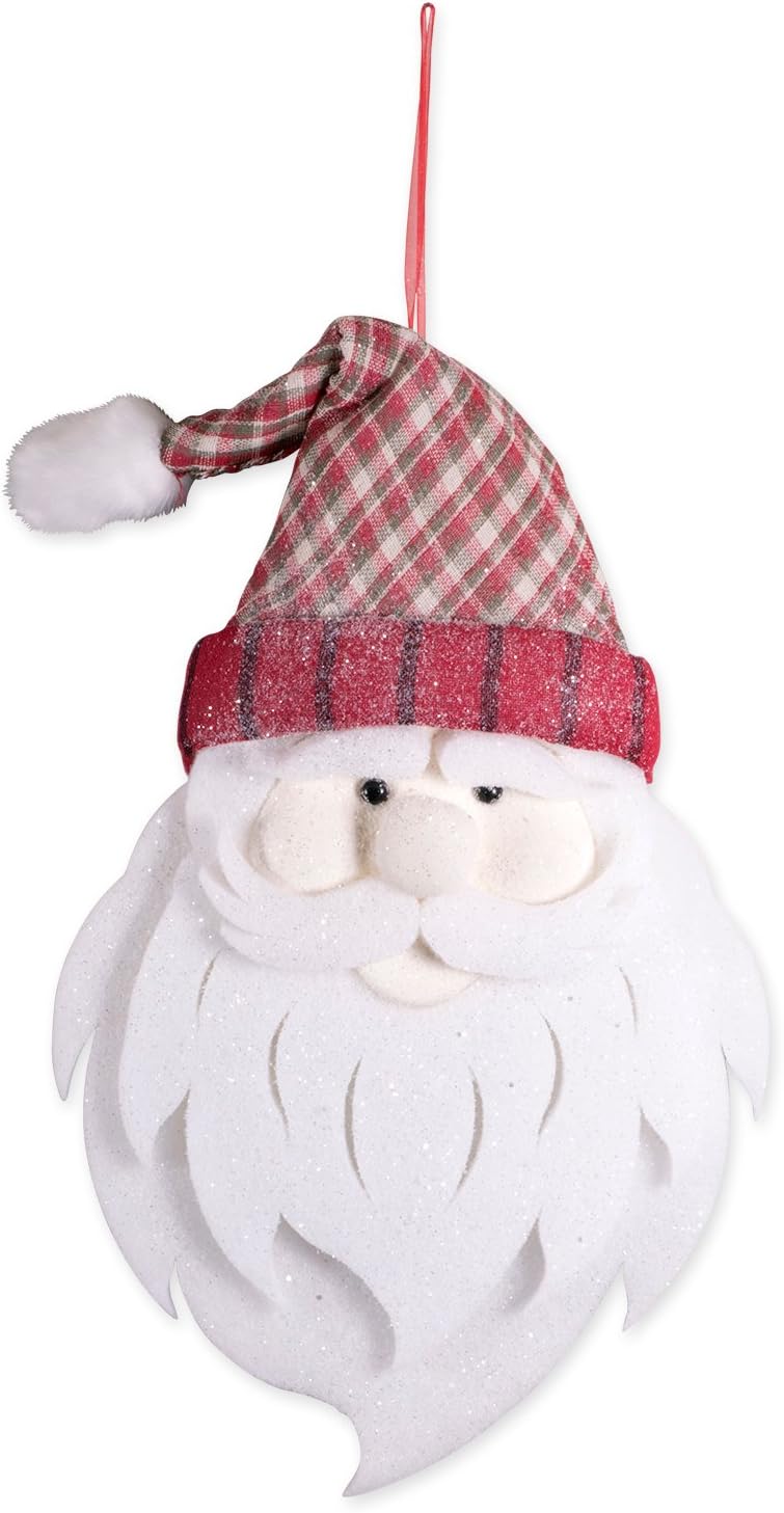 DII Christmas Holiday Hanging Wall Decor Lightweight & Decorative, 27.5x16.1x4, Plaid Hat Santa