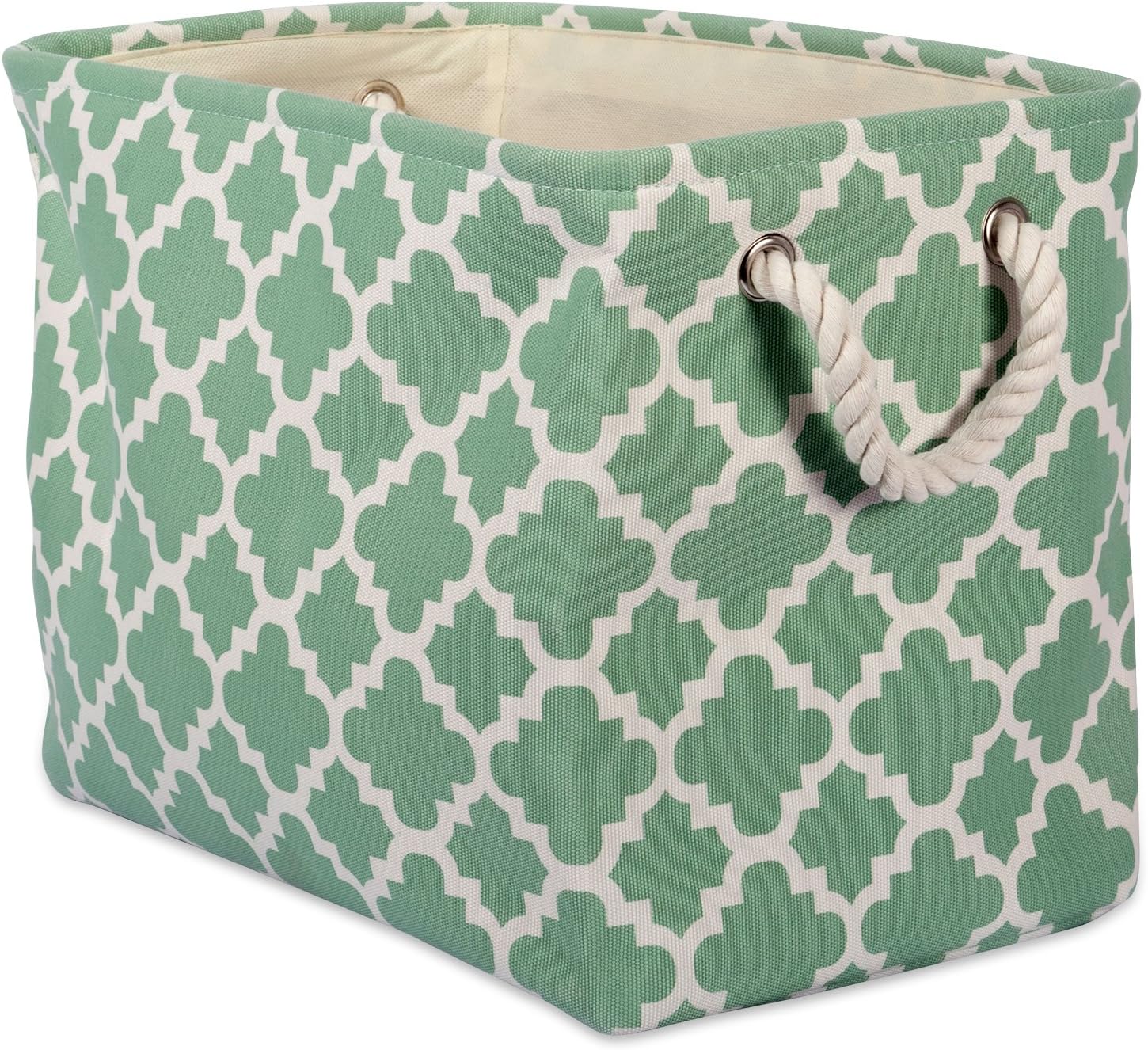 DII Polyester Container with Handles, Lattice Storage Bin, Medium, Bright Green