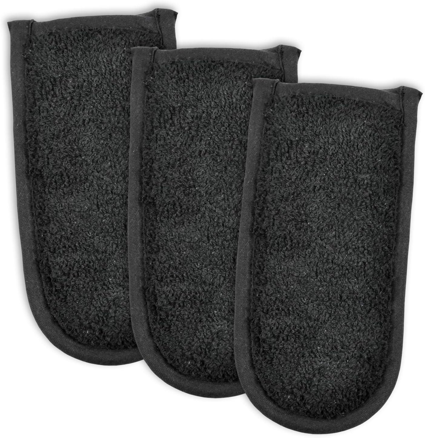 DII Basic Terry Collection Quilted 100% Cotton, Pan Handle, Black, 3 Piece