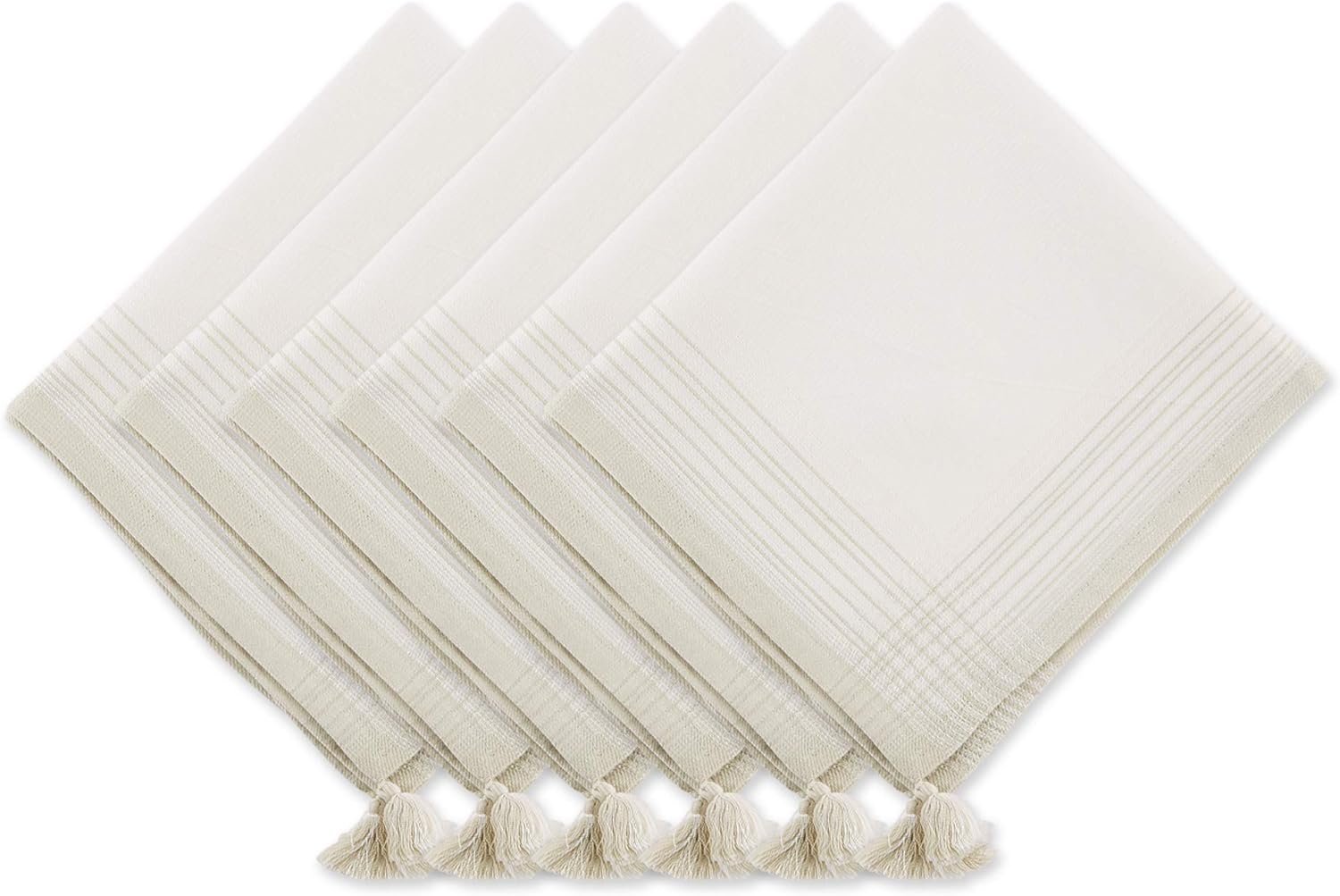 DII Seashore Collection Beach House Dcor, Napkin Set, 20x20, Natural Tassel, 6 Piece