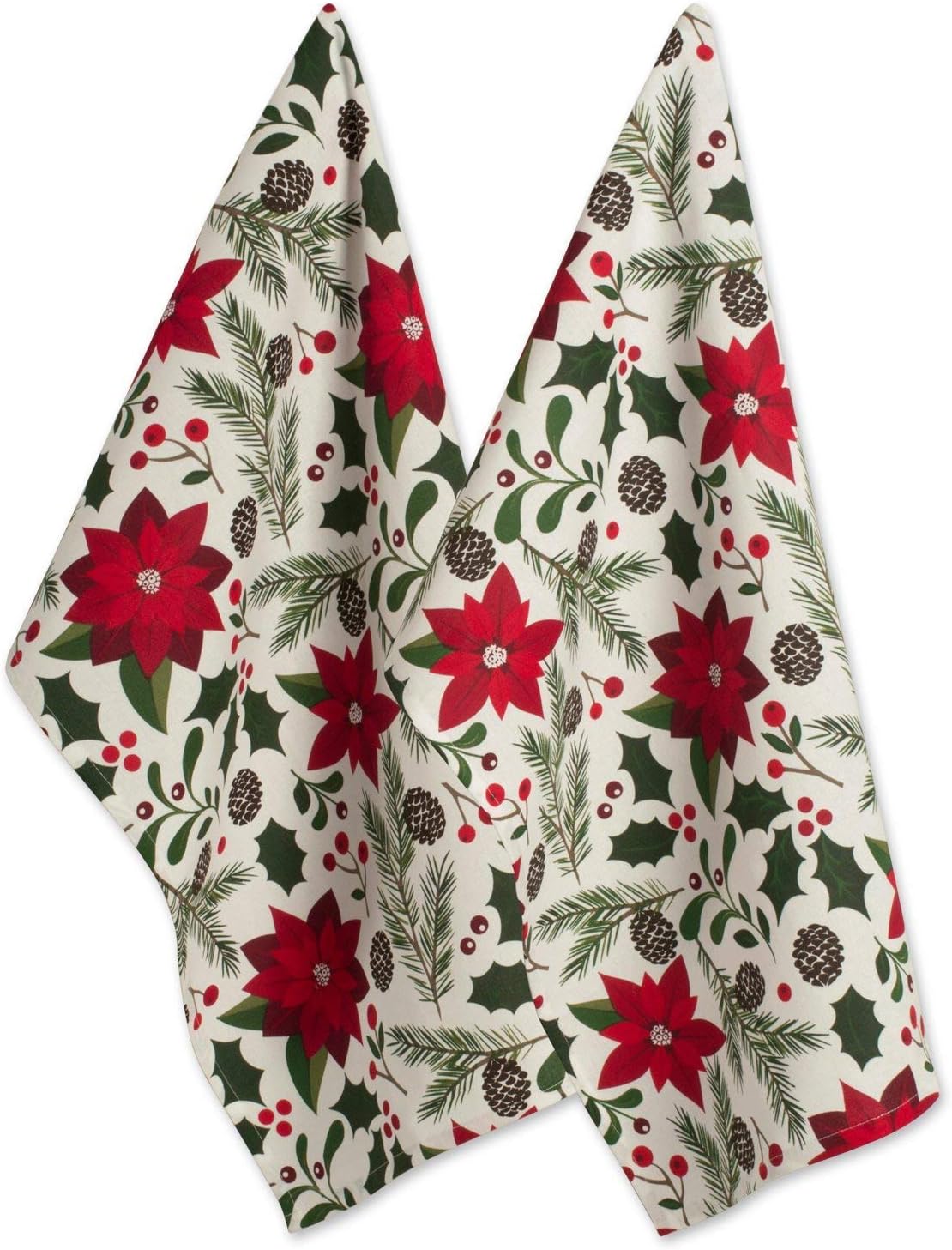 DII Christmas Kitchen Towel Set, Floral Tea Towels for Baking, Cleaning, Entertainment & Cooking, 18x28, Woodland Holiday, 2 Piece