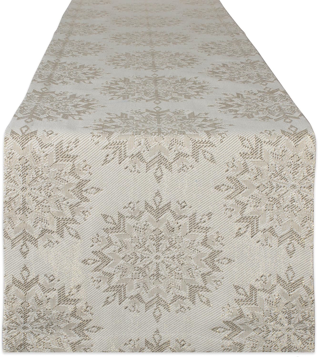 DII Holiday Dining Table Linen Sparkle Metallic Kitchen Dcor, Table Runner, 14x72, Jacquard Snowflakes