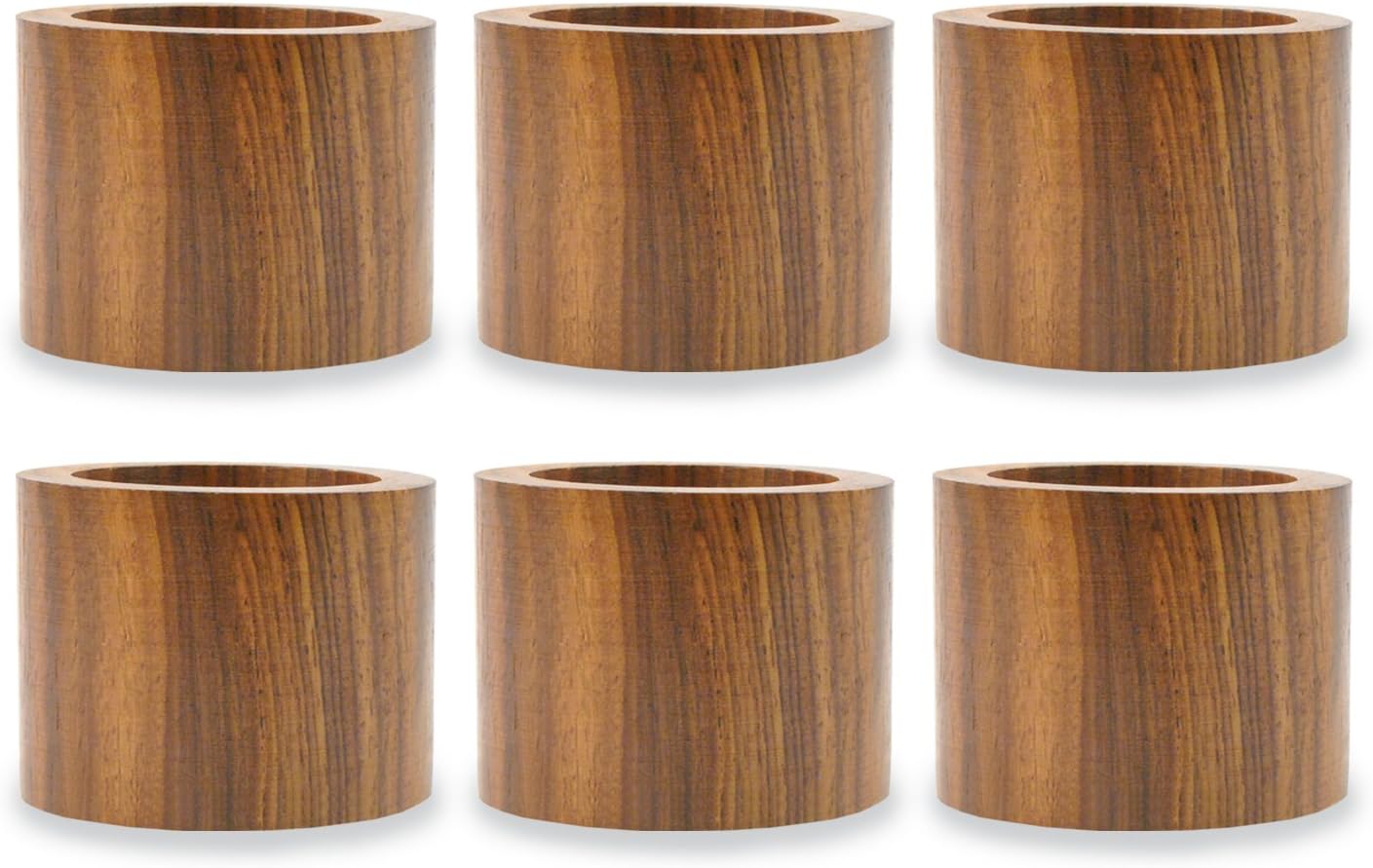 DII Basic Napkin Ring Collection, Decorative Rustic Farmhouse Style, Large Set, Wood Band, 6 Piece