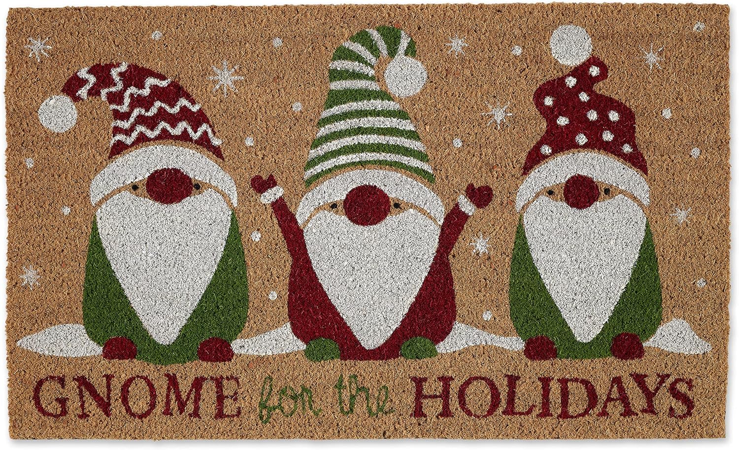 DII Christmas Welcome Mat Outdoor Natural Coir Doormat & Porch Dcor, 17x29, Gnome for The Holidays