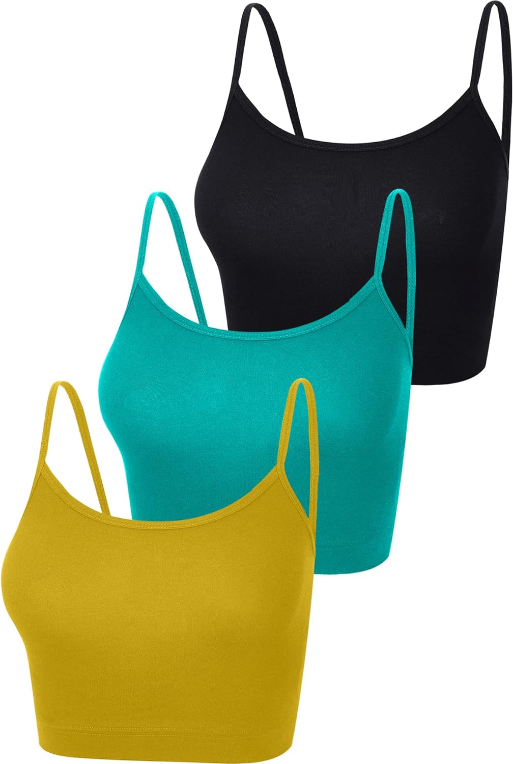 Boao 3 Pcs Crop Camisole Top Spaghetti Strap Tank Sleeveless Crop Tank Top for Women Sports