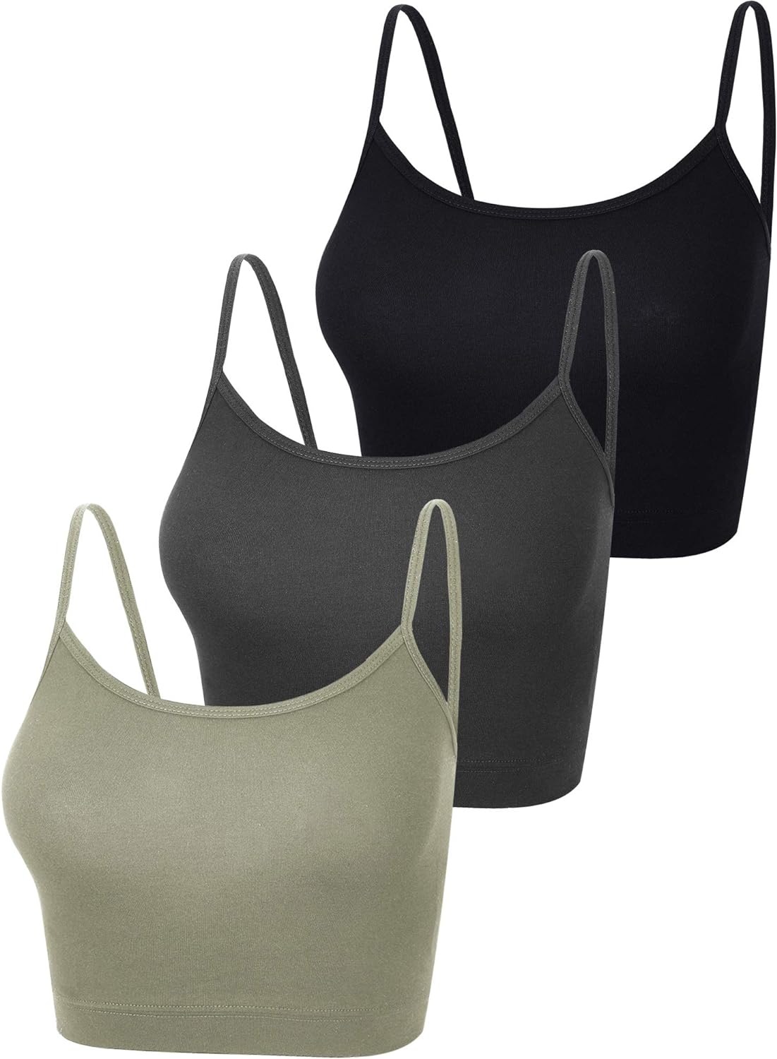 Boao 3 Pcs Crop Camisole Top Spaghetti Strap Tank Sleeveless Crop Tank Top for Women Sports