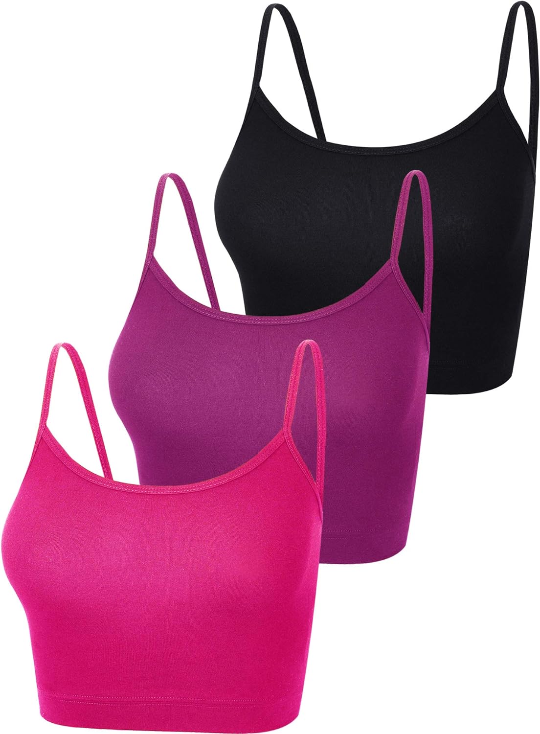 Boao 3 Pcs Crop Camisole Top Spaghetti Strap Tank Sleeveless Crop Tank Top for Women Sports