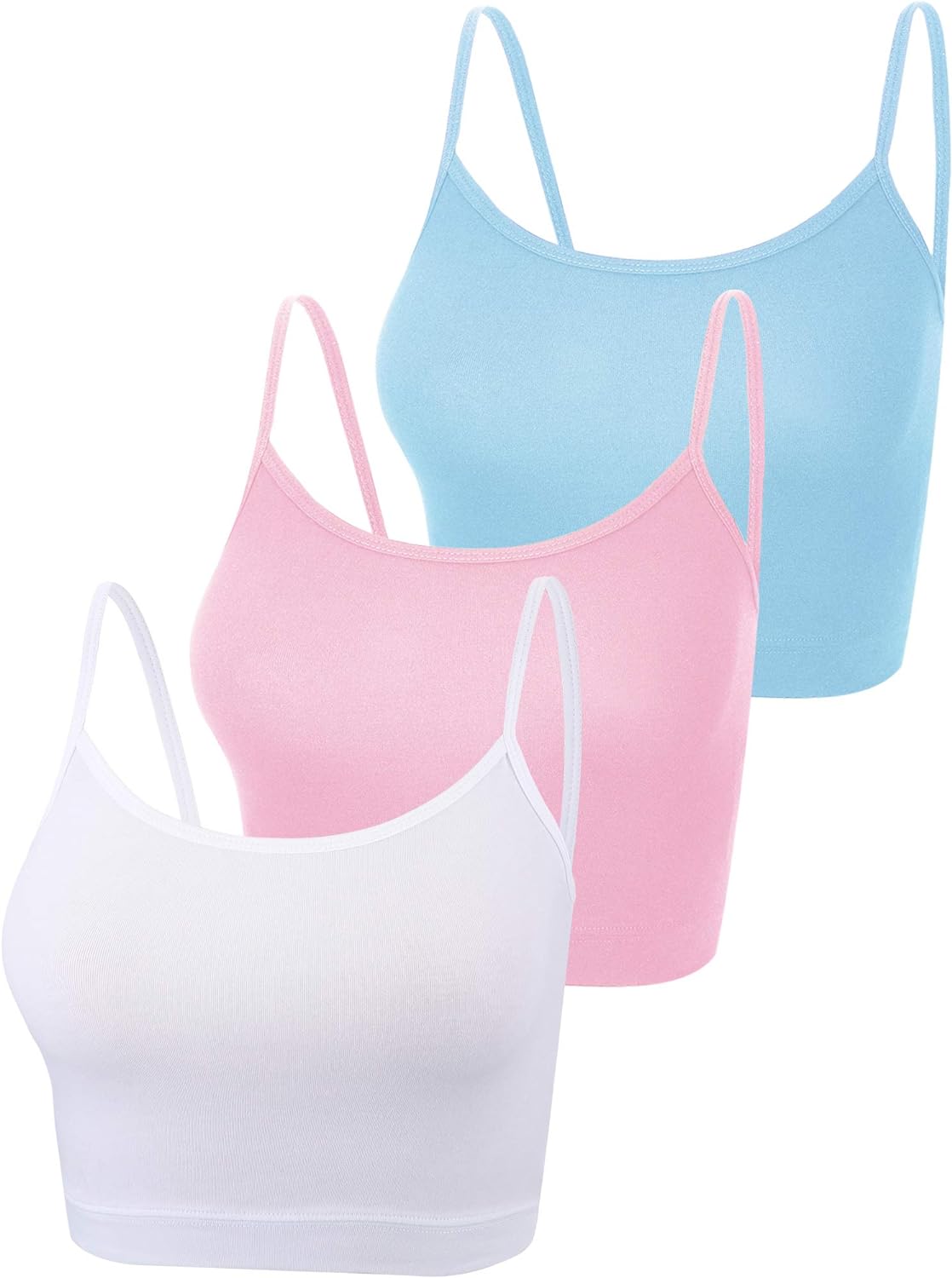 Boao 3 Pcs Crop Camisole Top Spaghetti Strap Tank Sleeveless Crop Tank Top for Women Sports