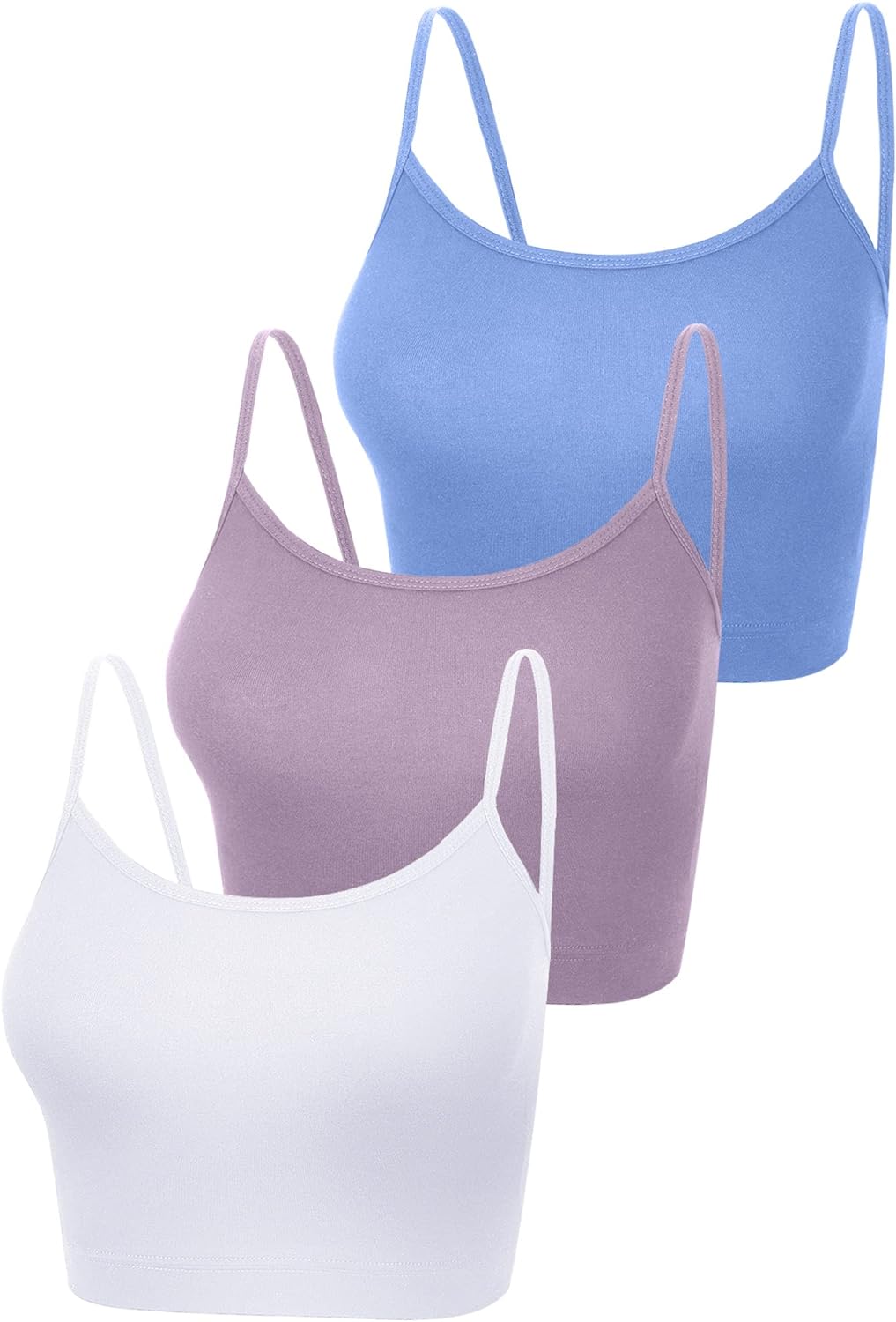 Boao 3 Pcs Crop Camisole Top Spaghetti Strap Tank Sleeveless Crop Tank Top for Women Sports