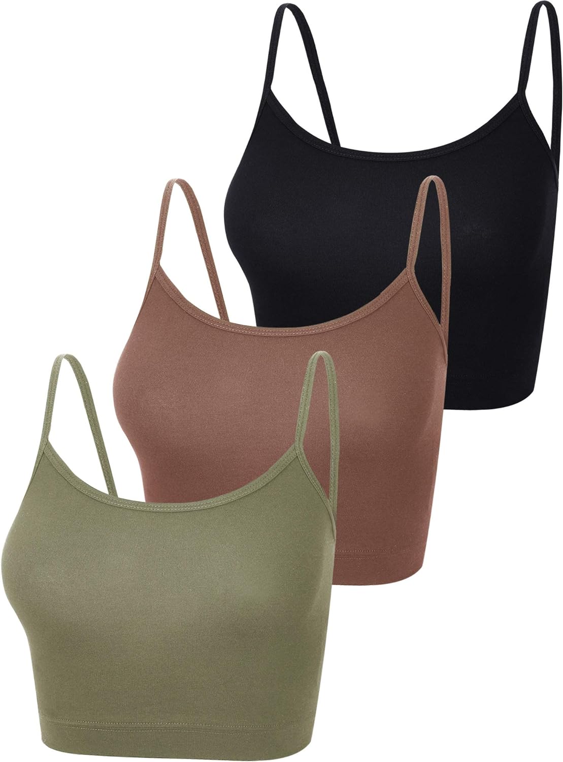 Boao 3 Pcs Crop Camisole Top Spaghetti Strap Tank Sleeveless Crop Tank Top for Women Sports