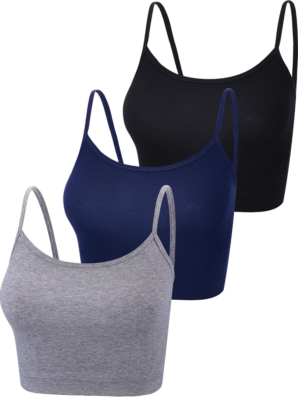 Boao 3 Pcs Crop Camisole Top Spaghetti Strap Tank Sleeveless Crop Tank Top for Women Sports