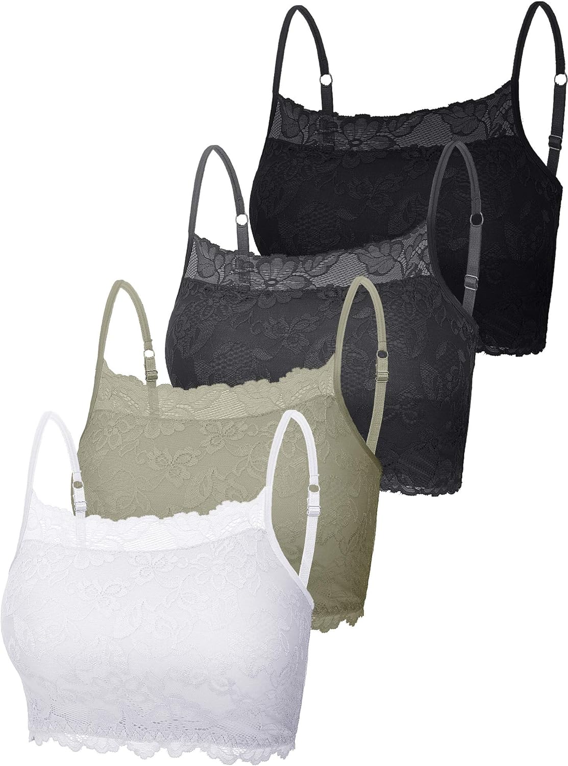 4 Pieces Women' Lace Cami Stretch Lace Half Cami Breathable Lace Bralette Top for Women Girls