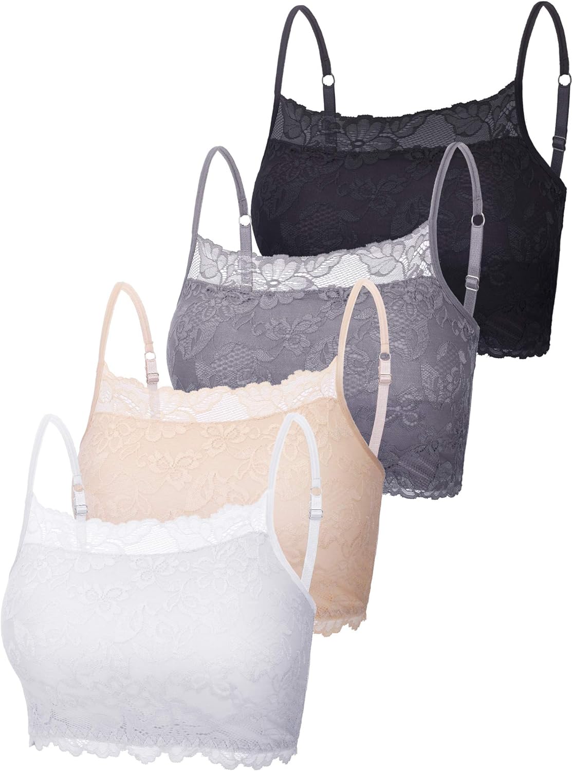 4 Pieces Women' Lace Cami Stretch Lace Half Cami Breathable Lace Bralette Top for Women Girls