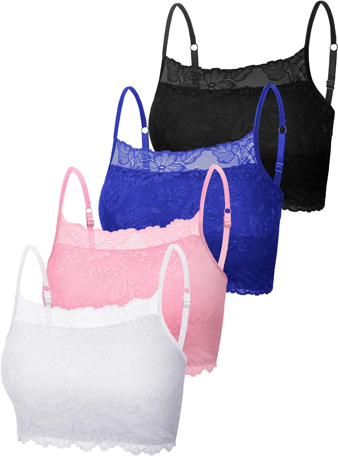 4 Pieces Women' Lace Cami Stretch Lace Half Cami Breathable Lace Bralette Top for Women Girls