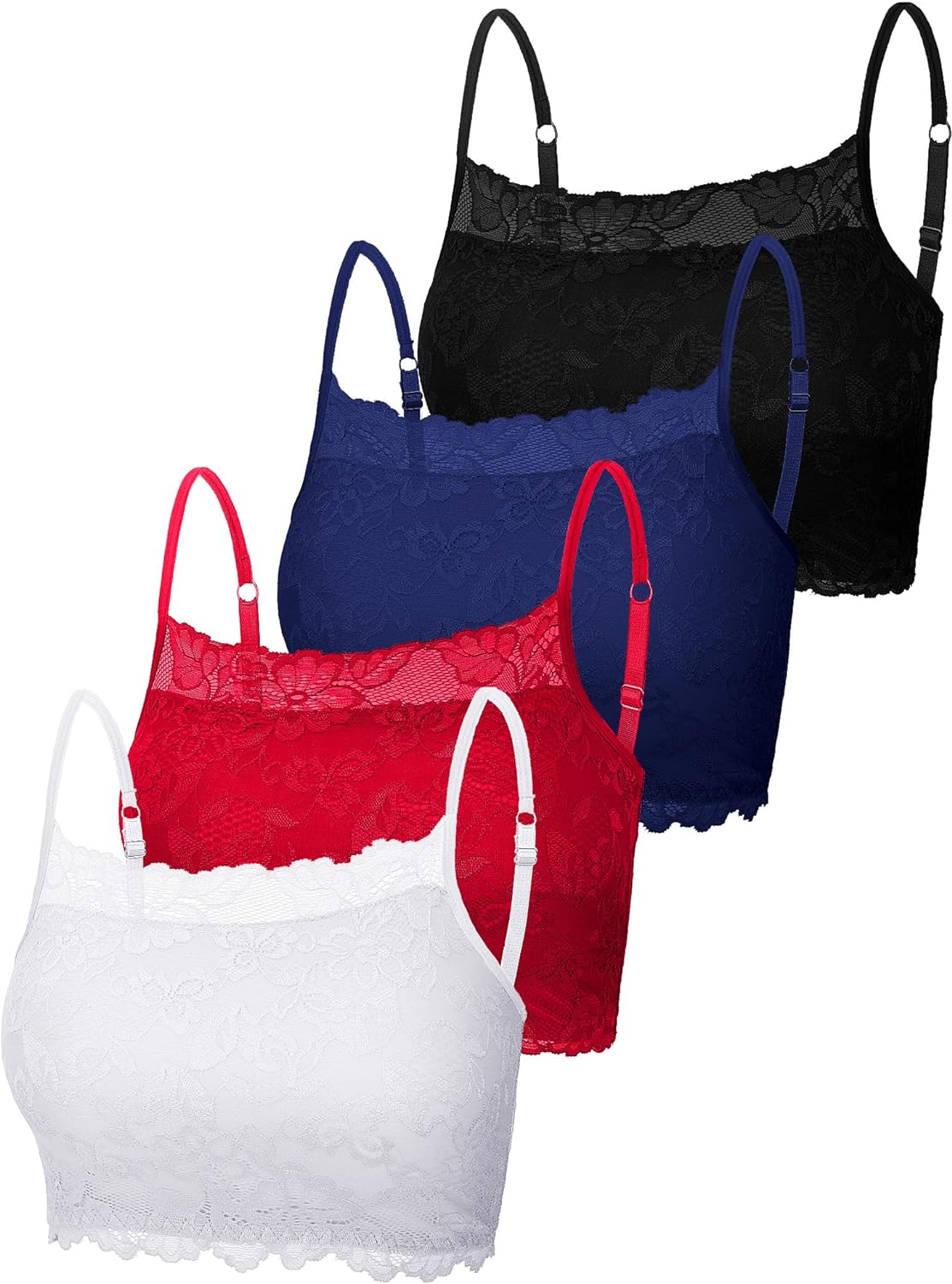 4 Pieces Women' Lace Cami Stretch Lace Half Cami Breathable Lace Bralette Top for Women Girls