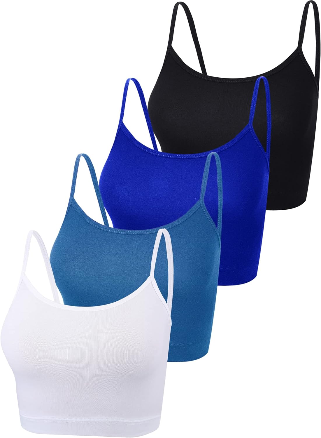 4 Pack Cropped Tank Tops for Women, Spaghetti Strap Crop Top Basic Sports Crop Cami Half Camisoles for Teen Girls