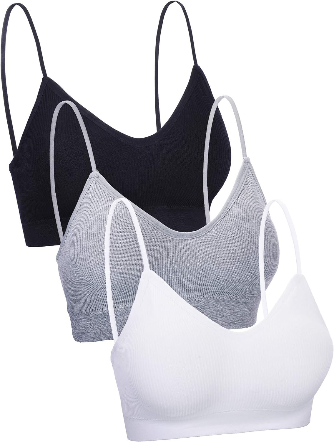 3 Pieces V Neck Women Bra Seamless Padded Camisole Bandeau Tube Bra with Elastic Straps