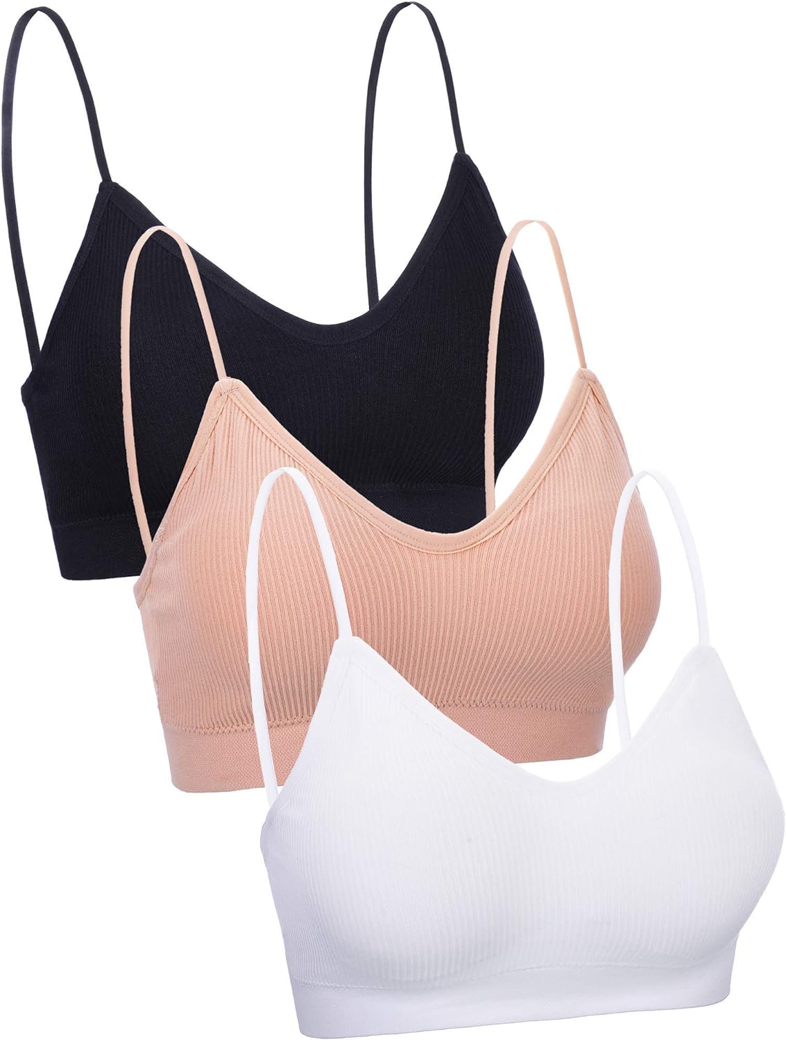 3 Pieces V Neck Women Bra Seamless Padded Camisole Bandeau Tube Bra with Elastic Straps