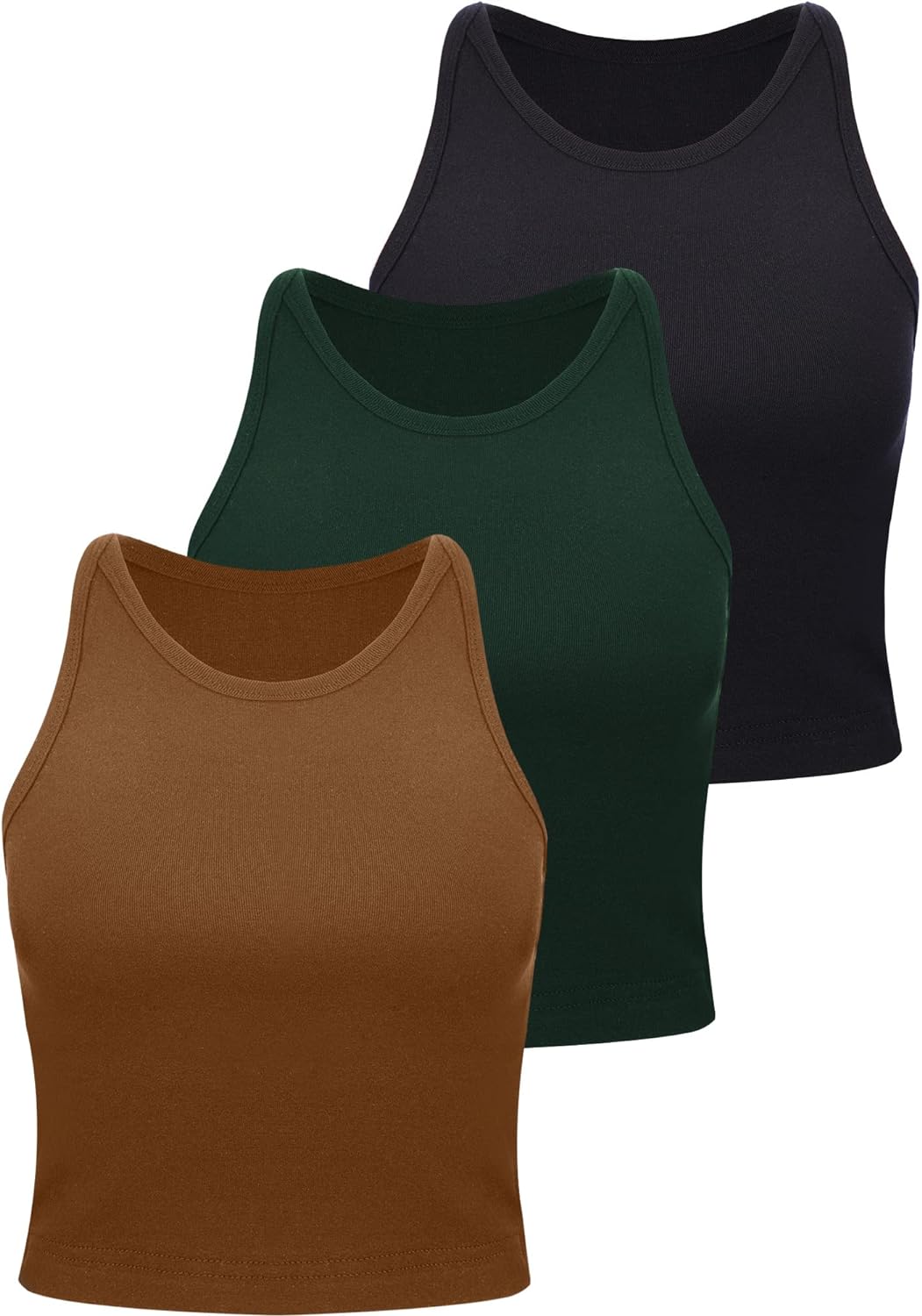 3 Pieces Crop Tops Racerback Crop for Women Crop Tank Workout Tops Cotton Basic Sports Crop for Lady Girls