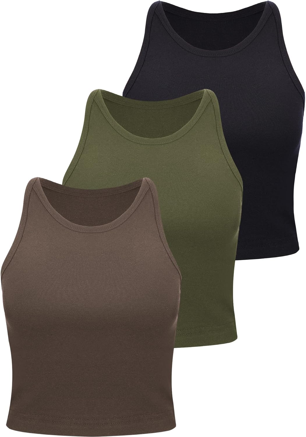 3 Pieces Crop Tops Racerback Crop for Women Crop Tank Workout Tops Cotton Basic Sports Crop for Lady Girls