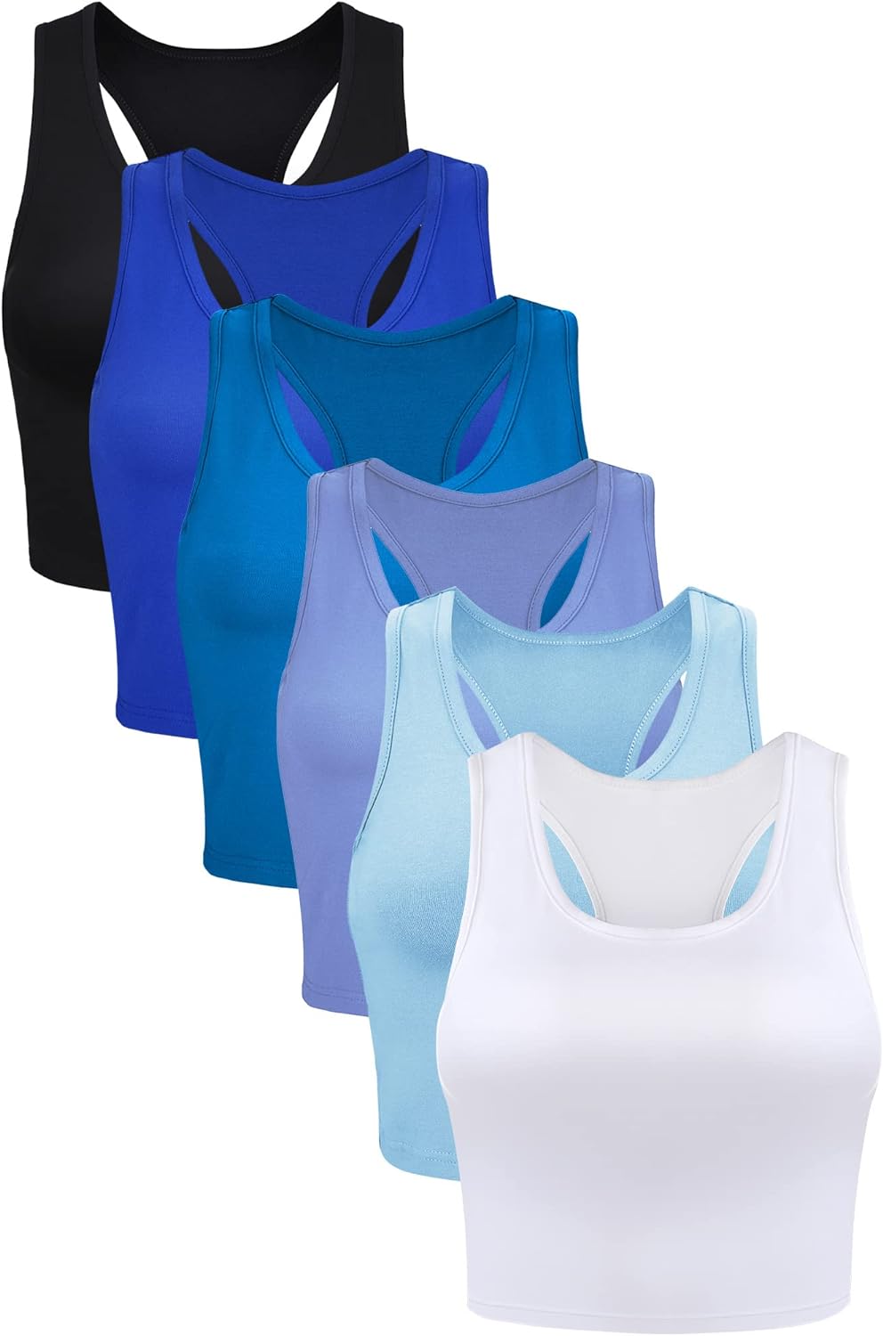 6 Pieces Basic Sleeveless Racerback Sports Crop Tank Tops for Women Girls Daily Wearing