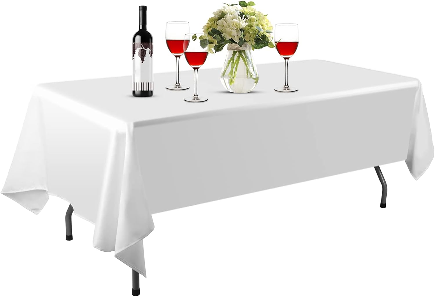 EMART Rectangle Tablecloth, 60 x 102 inch White Table Clothes for 6 Foot Rectangle Tables in Polyester Fabric for Dining Party Wedding (1 Pack)