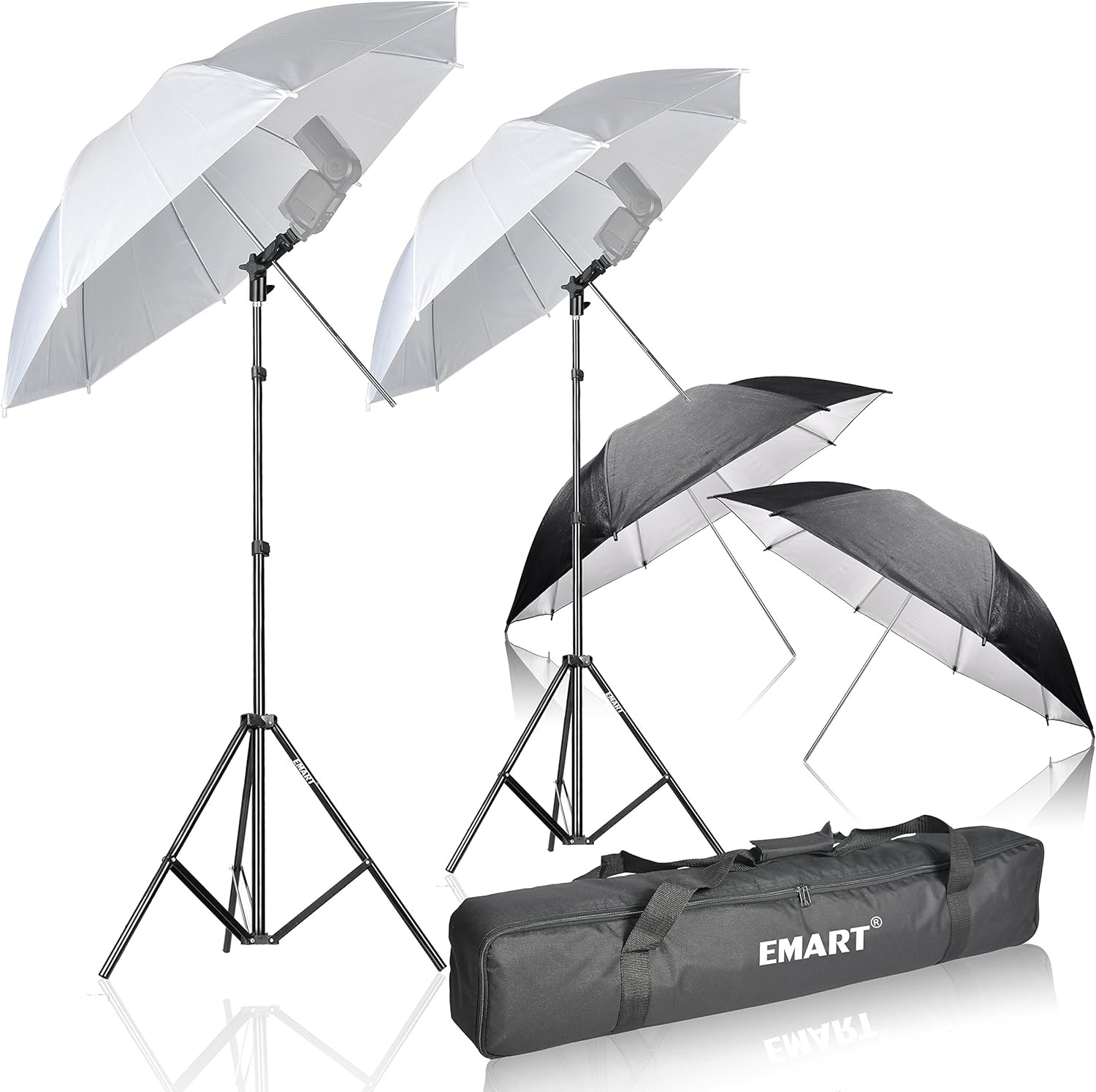 Emart Photo Studio Double Off Camera Speedlight Flash Umbrella Kit, Shoemount E-Type Brackets for Photography