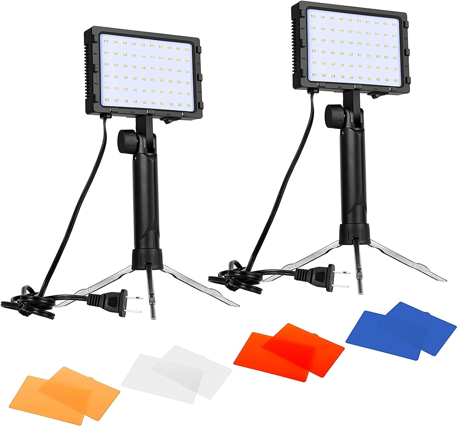 EMART 60 LED Continuous Portable Photography Lighting Kit for Table Top Photo Video Studio Light Lamp with Color Filters - 2 Packs