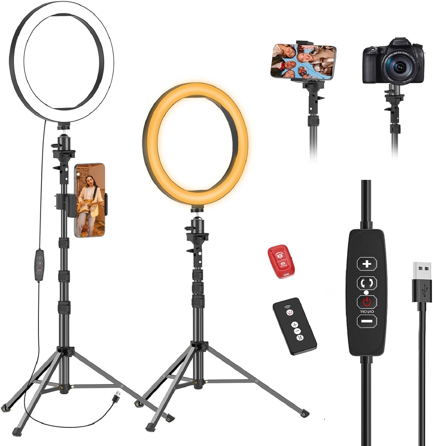 EMART 10 Ring Light with 55 Extendable Tripod Stands and Phone Holder, Dimmable LED Circle Round Light for Selfie Camera Photography/Makeup/YouTube Video/Vlogging/Live Streaming