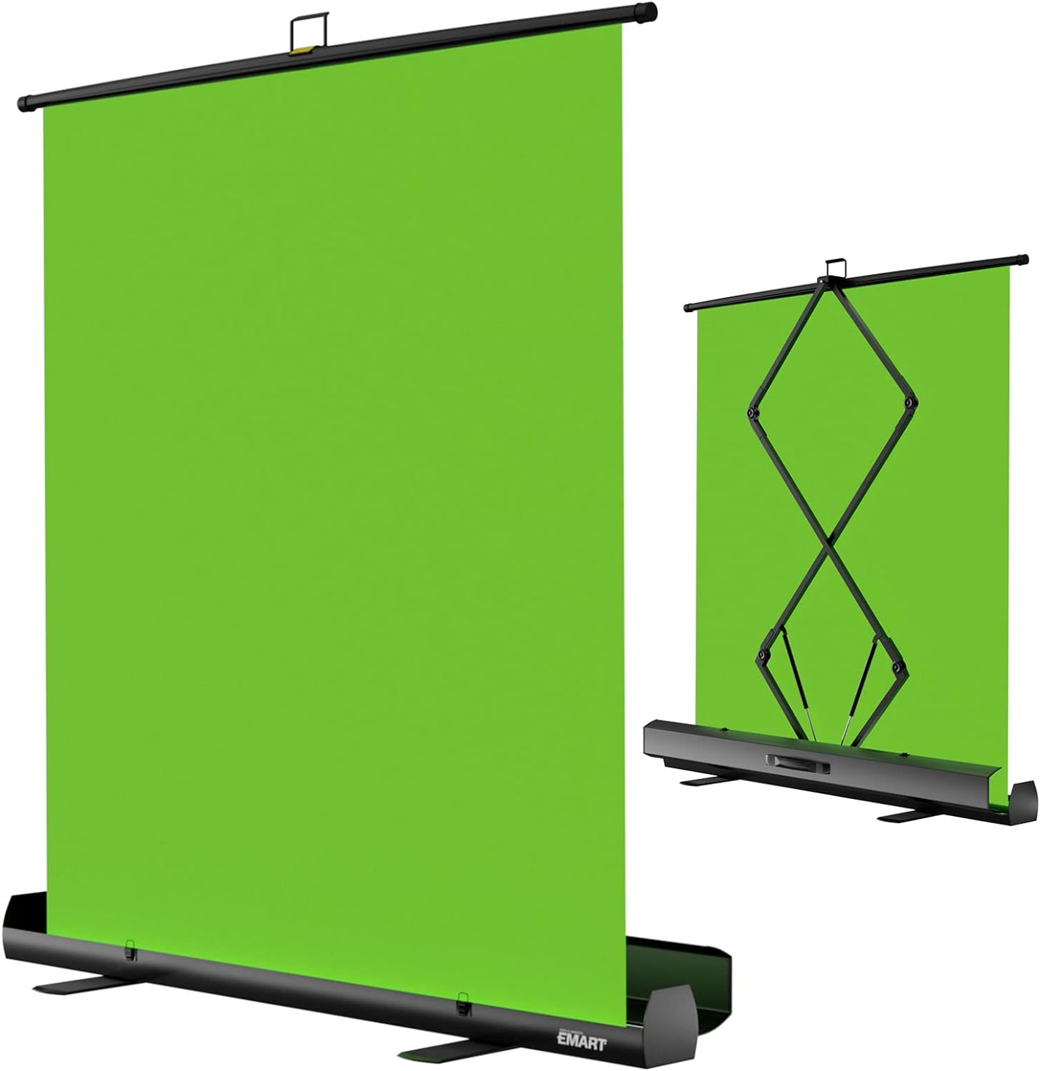 Upgrate EMART Green Screen, 61 x 72in Collapsible Chroma Key Panel for Background Removal, Portable Retractable Wrinkle Resistant Chromakey Green Backdrop with Auto-Locking Frame, Aluminum Hard Case