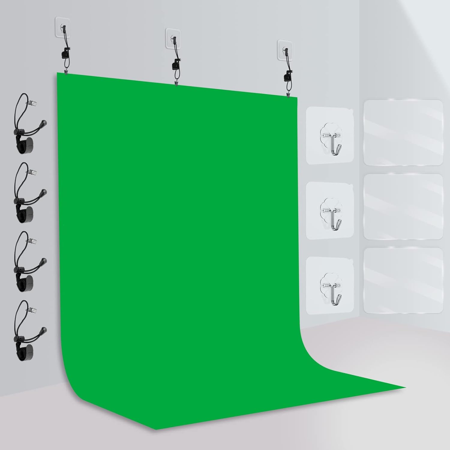 Emart Wall Mountable Large 8.5x10ft Green Screen Backdrop Sheet Cloth for Zoom Streaming, Polyester Fabric Material Greenscreen Background for Photography Video, Virtual Chromakey Curtain for Gaming