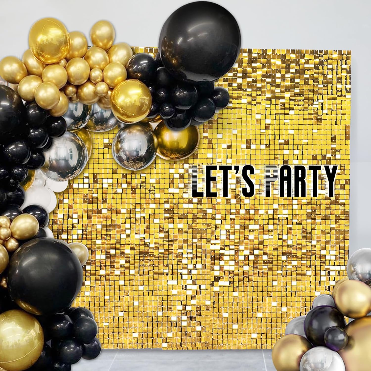 Emart Gold Shimmer Wall Backdrop Sequin Panels Photo Background Decoration for Party, Birthday, Wedding - 24 PCS