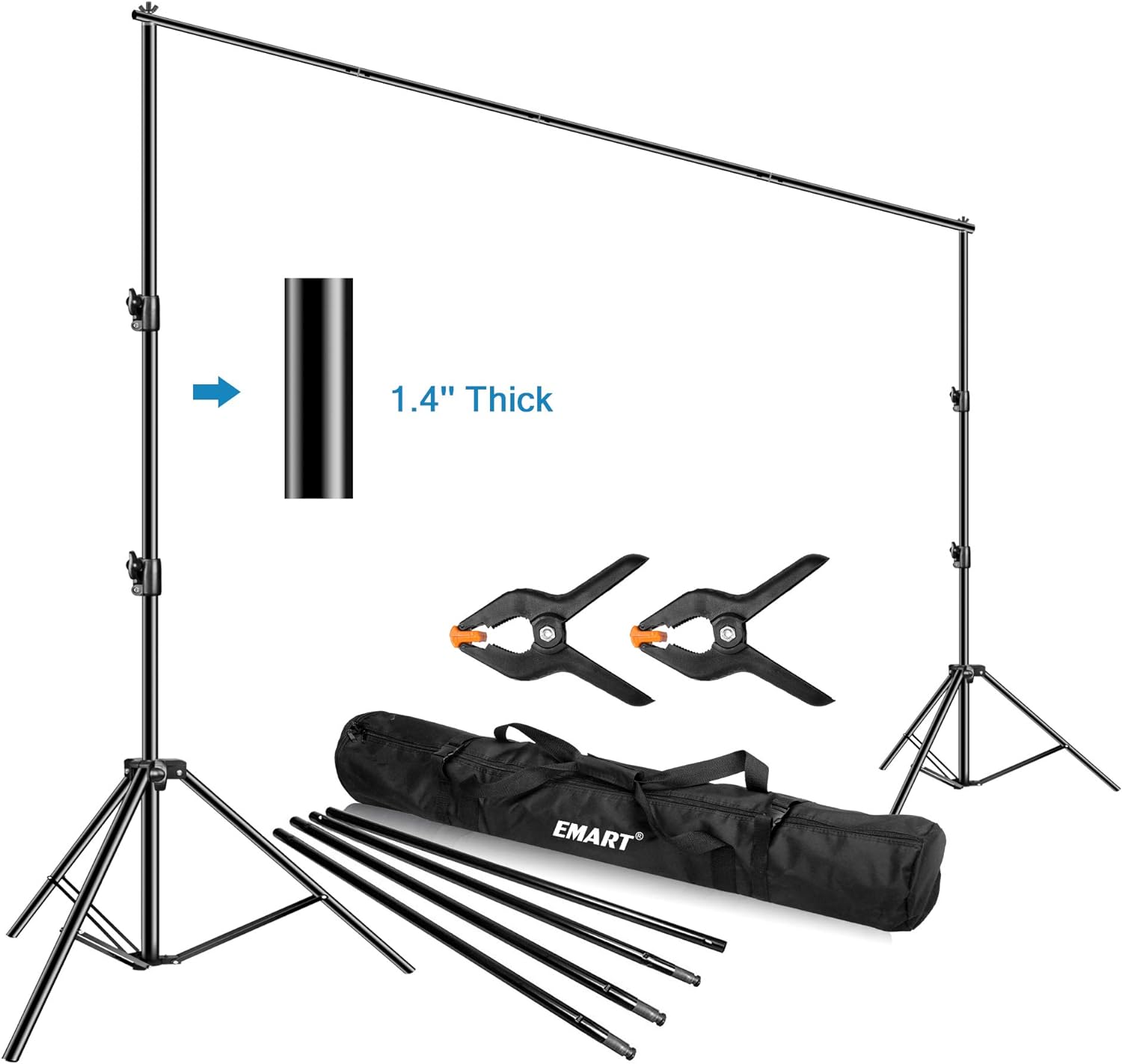 EMART Photo Video Studio Backdrop Stand, 10 x 12ft Heavy Duty Adjustable Photography Muslin Background Support System Kit