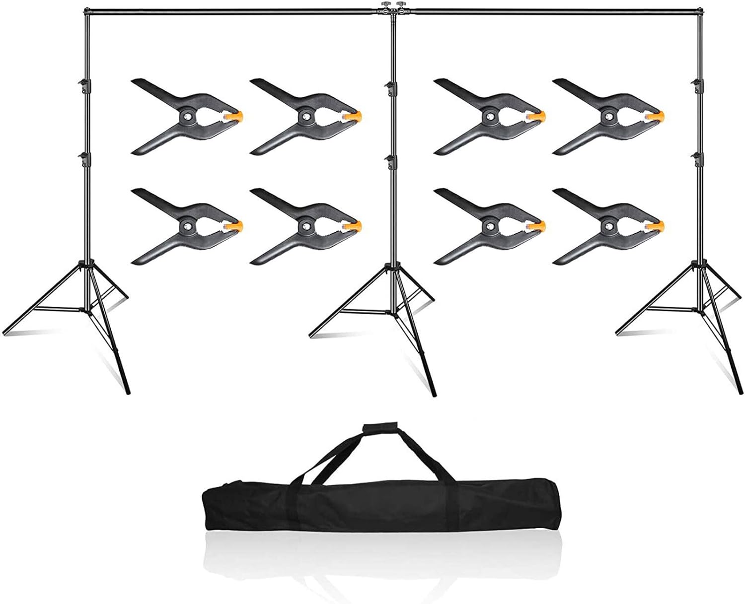 EMART Photo Video Studio 20 ft Wide 10 ft Tall Adjustable Heavy Duty Photography Backdrop Stand, Background Support System Kit with 3 Stands, 8 Spring Clamps, 1 Carrying Bag