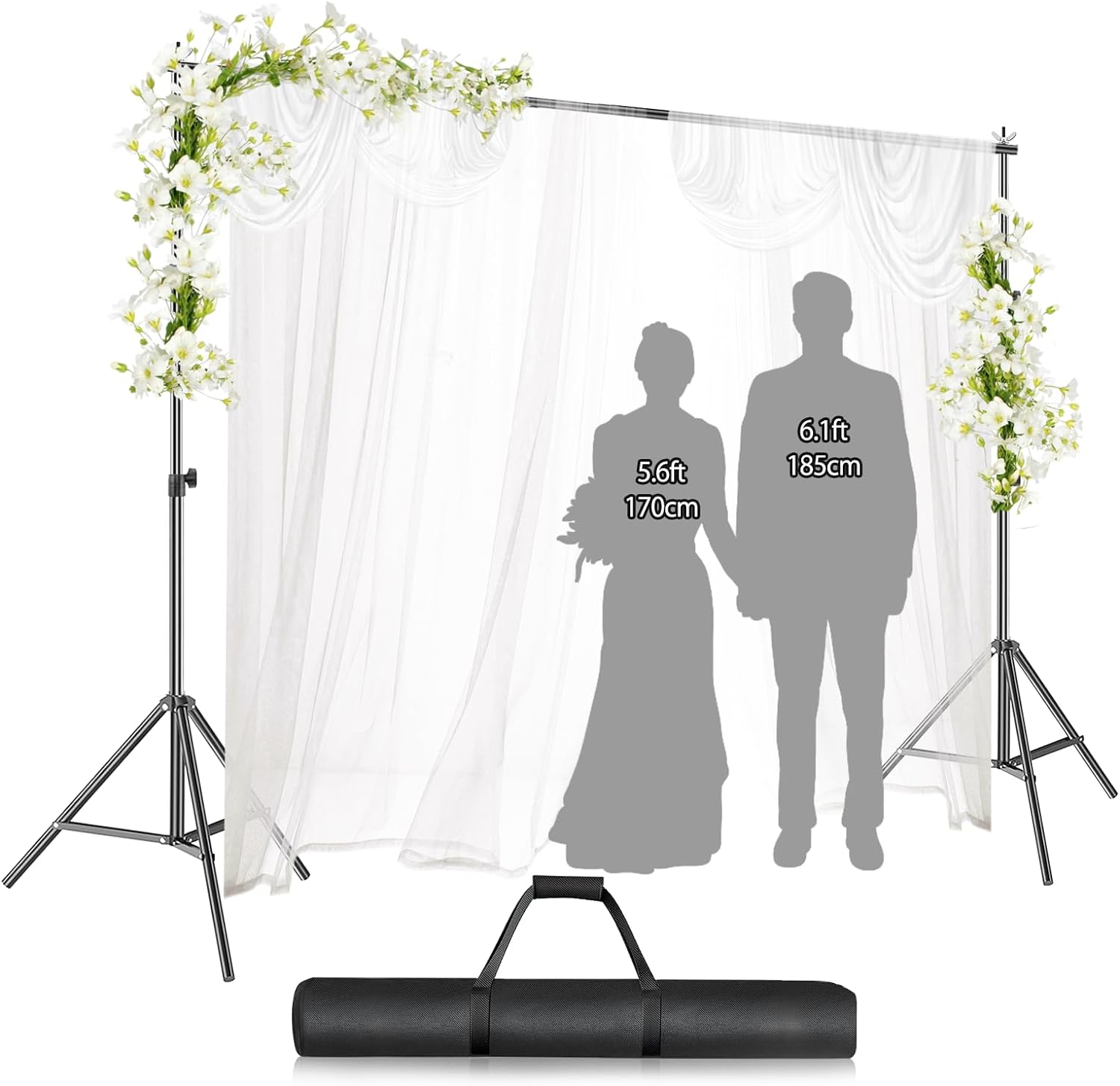 EMART Backdrop Stand,10x8ft Adjustable Photo Background Stand for Parties Photography, Back Drop Stand Banner Background Holder Support System Kit for Photoshoot Video Studio, Birthday