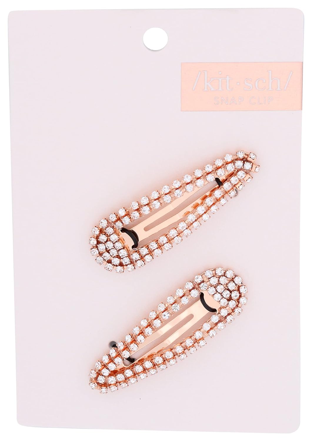 Kitsch Rhinestone Snap Clips for Hair - Snap Hair Barettes for Thin Hair & Thick Hair | Snap Hair Clips for Women | Hair Pins for Girls | Kids Hair Clips, 2pc (Rose Gold)