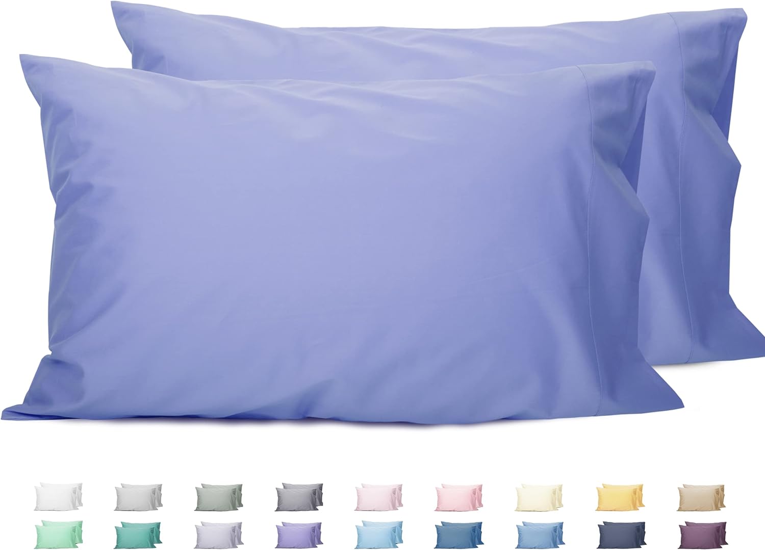 Sunflower Queen Pillowcases Set of 2, 100% Cotton Queen Size Pillow Cases 2, 2030 inches Purplish Blue, Soft and Breathable