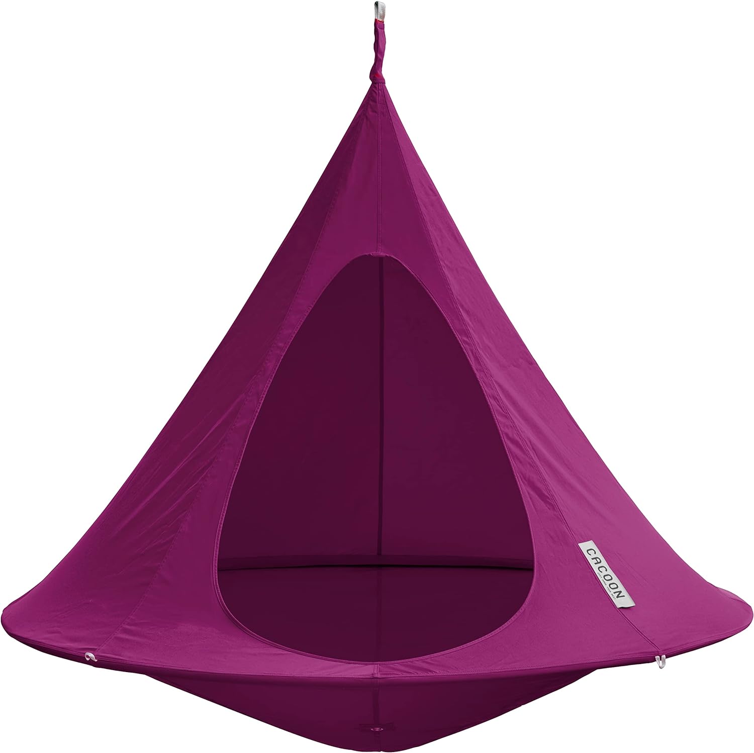 Double Cacoon Hanging Chair - Color Mulberry - Weight Capacity 450lbs - Outdoor and Indoor Use - Hanging Kit Included - Aluminum Ring for Durability