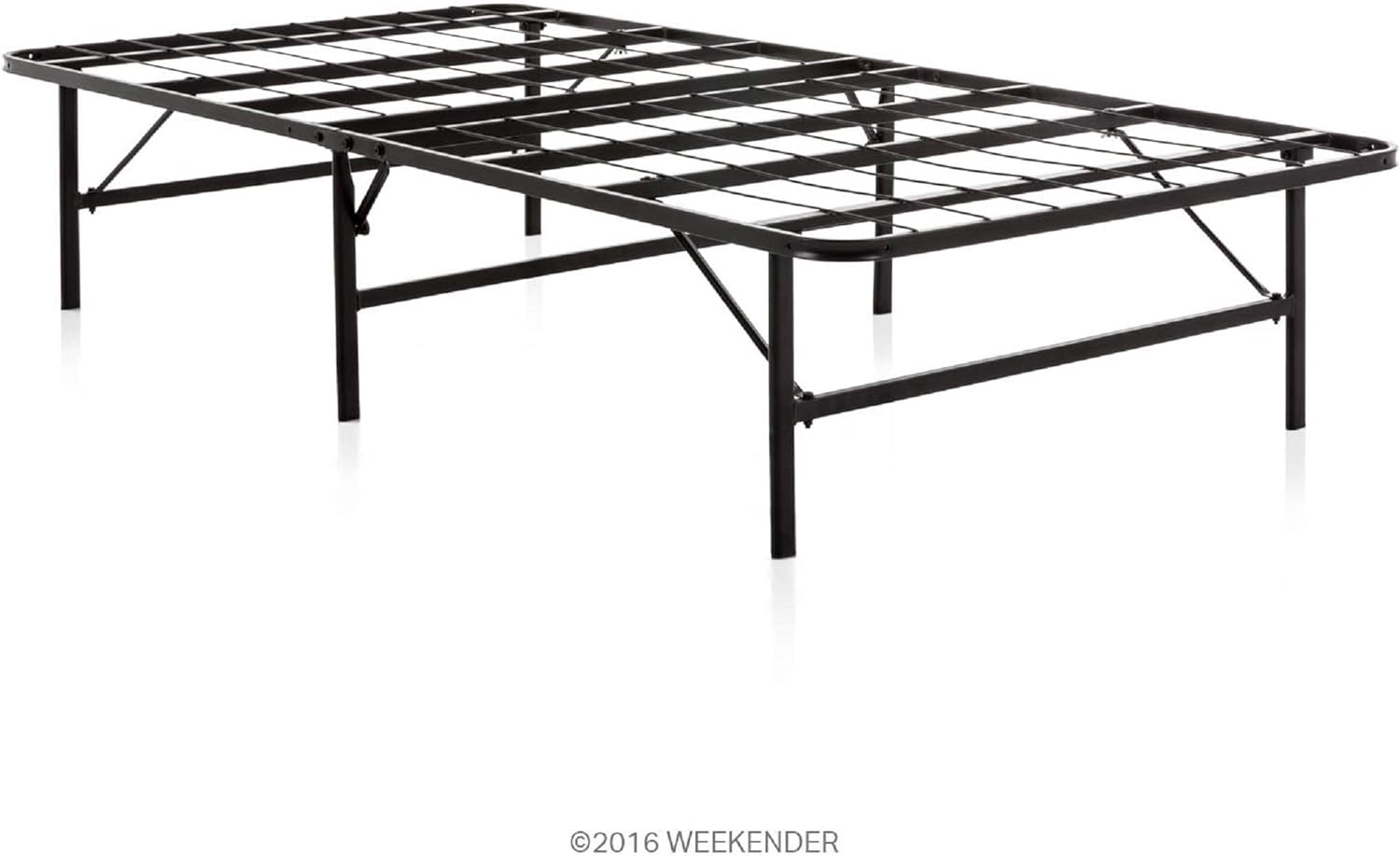 WEEKENDER 14 Inch Folding Platform Bed Frame - Extra Storage Base for All Mattress Types - California King, Black