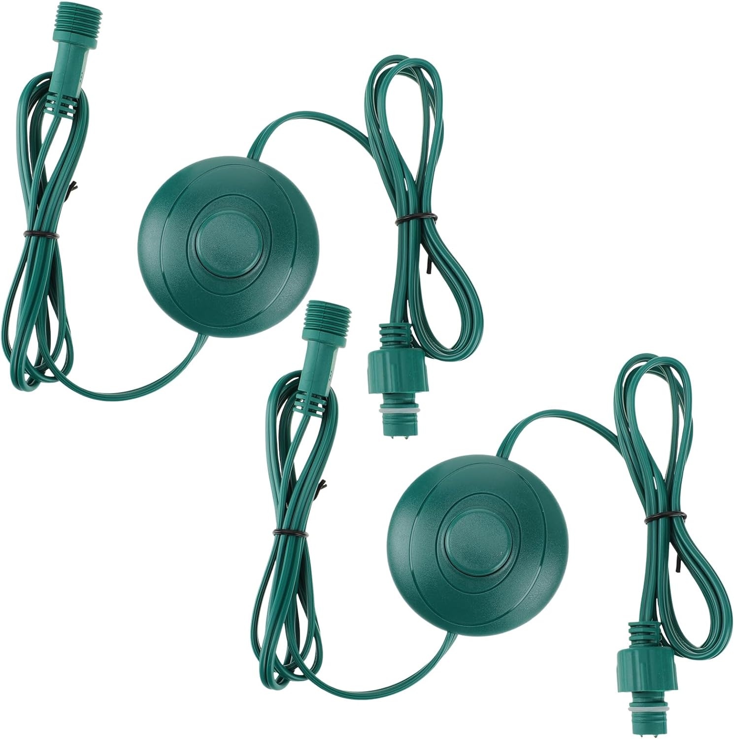 Umigy 2 Pcs 6 Ft Power Cord with On Off Foot Switch for Christmas Tree Lights Decor Outlet Extension Cord Foot Pedal Push(Green)