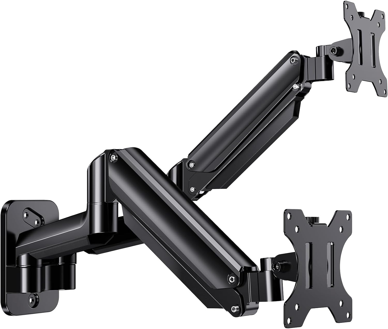 HUANUO Dual Monitor Wall Mount for 17 to 32 Inch Screen, Wall Mount Monitor Arm for 2 Monitors, Each Holds Up to 17.6lbs, Full Motion Wall Monitor Mount with Tilt Rotate Swivel, VESA 75x75 or 100x100