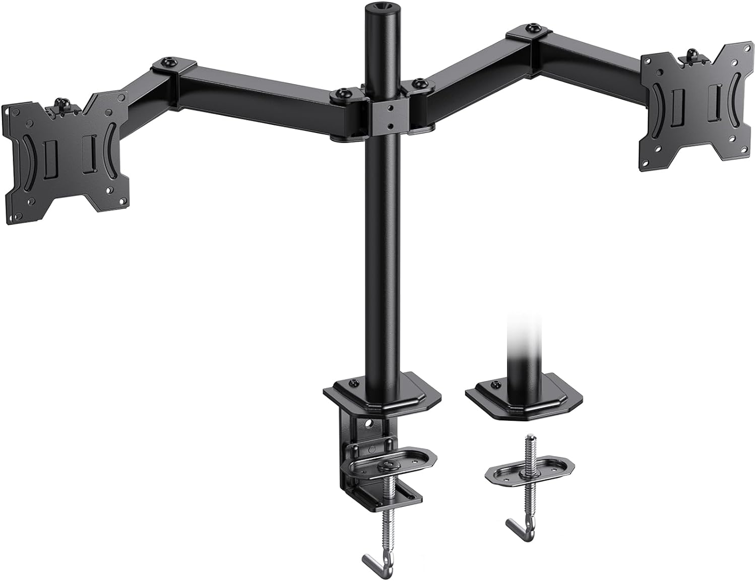 HUANUO Dual Monitor Stand for 13 to 30 Inch Screens, Dual Monitor Mount Holds Capacity up to 22 lbs, Dual Monitor Arm with Height Adjustable, Tilt/Swivel/Rotate, VESA 75/100mm