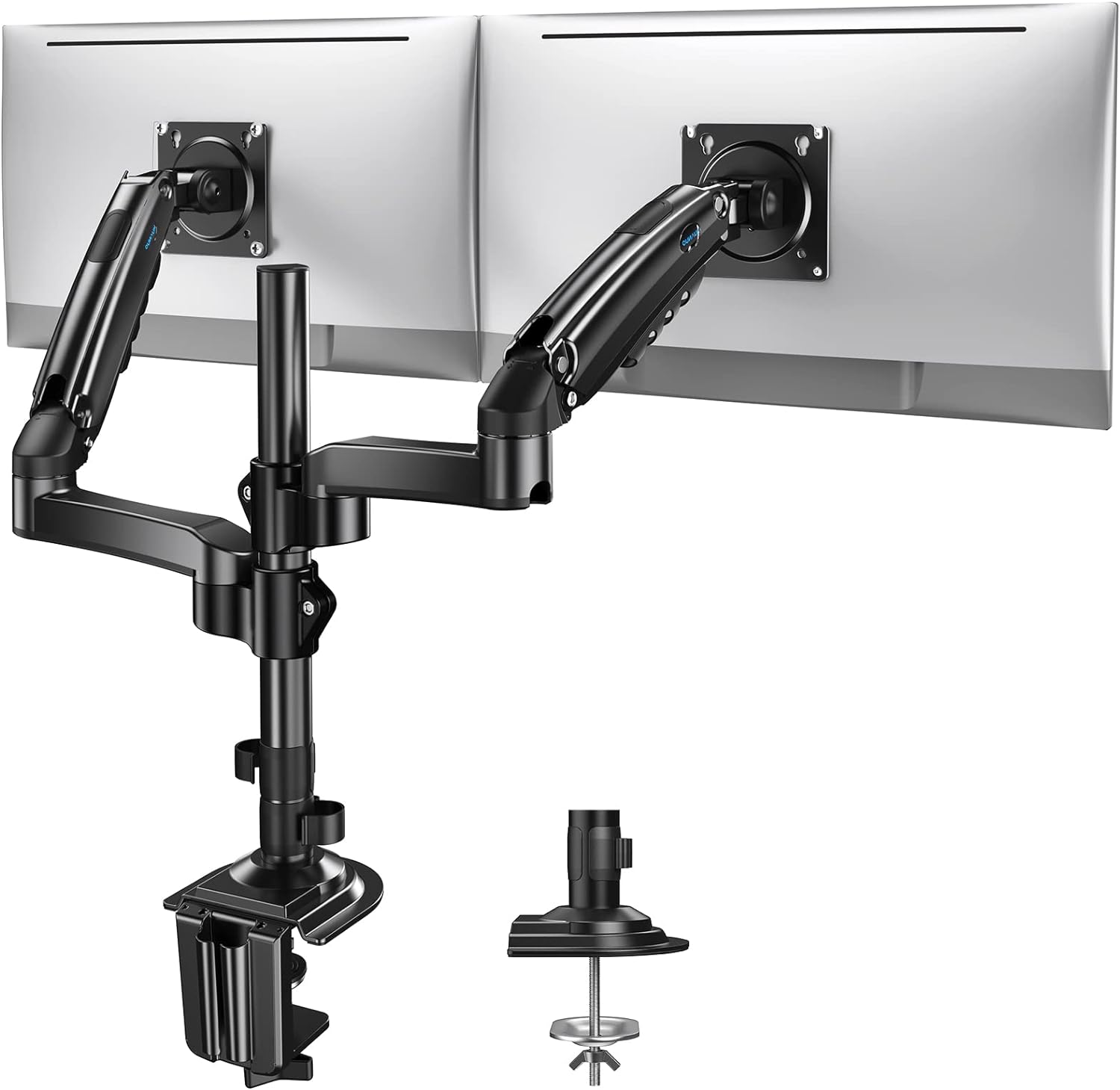 HUANUO 13-32 Inch Dual Monitor Stand, Ergonomic Adjustable Spring Monitor Arm, Dual Monitor Mount Tilt/Swivel/Rotate/Weight Max 20 lbs/VESA 75/100mm