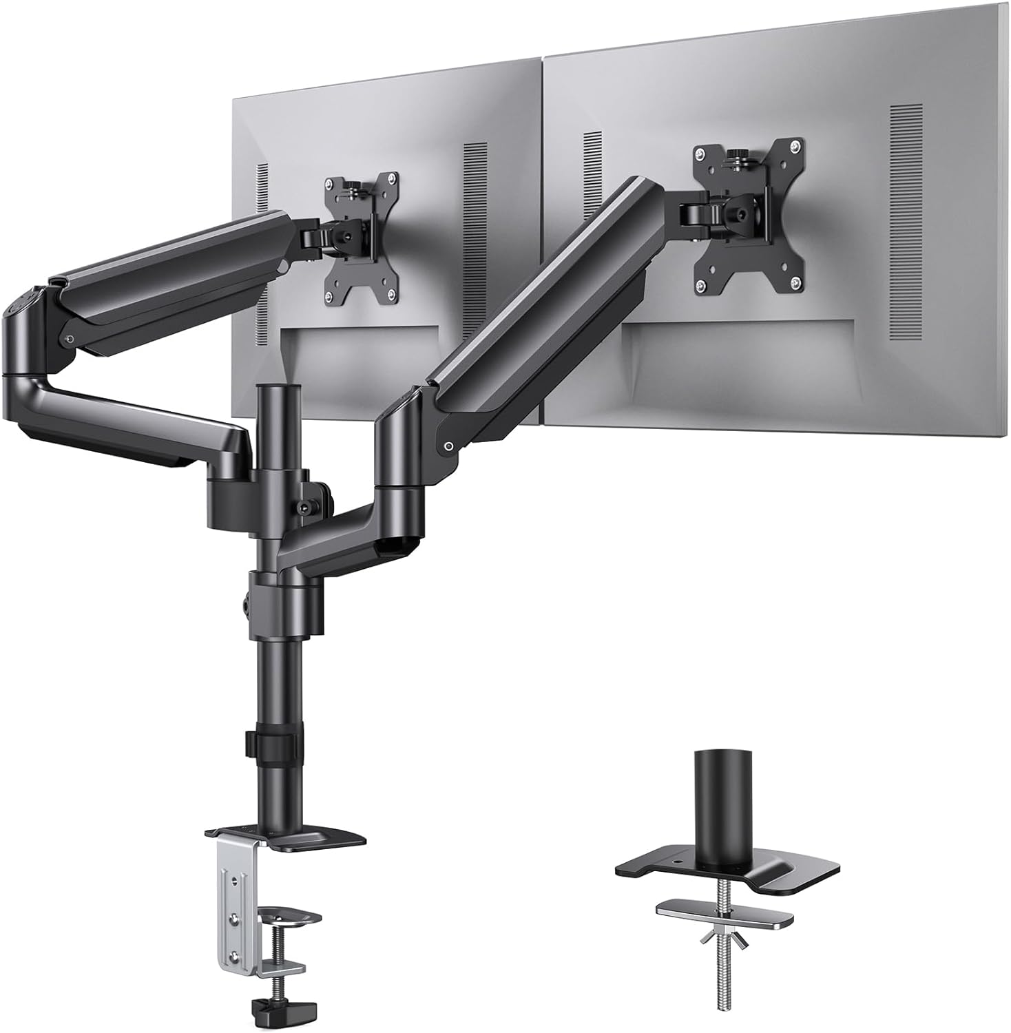 HUANUO Dual Monitor Mount for 13 to 32 inch Screens, Taller Monitor Stand Hold 19.8lbs, Dual Monitor Arm Desk Mount Easy Adjustable with Tilt, Swivel, Rotation, VESA 75/100mm