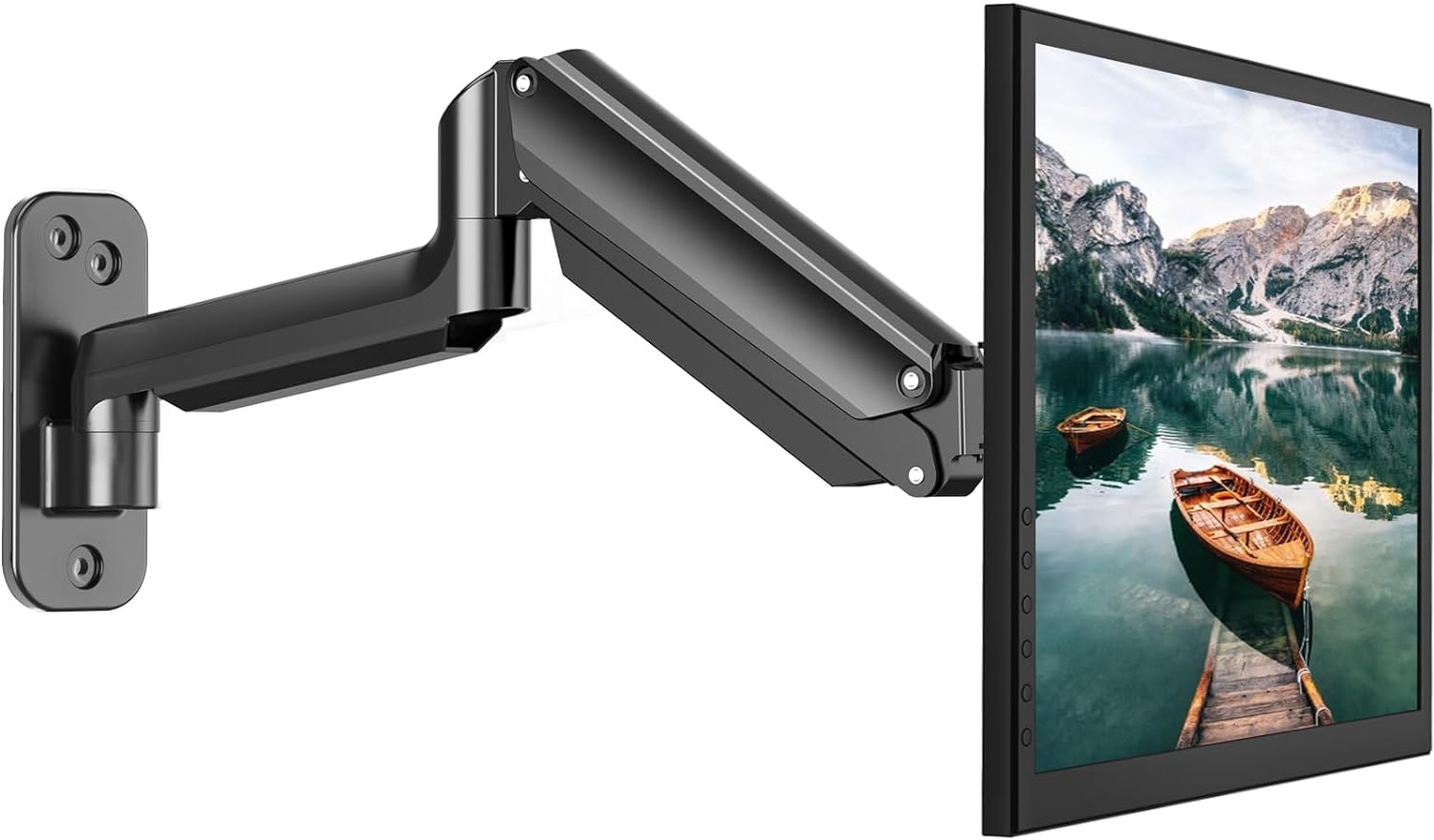 HUANUO Single Monitor Wall Mount for 13 to 32 Inch Computer Screen, Monitor Wall Mount Arm Holds up to 17.6lbs, Height Adjustable Full Motion Gas Spring Wall Monitor Mount - VESA Mount 75x75,100x100