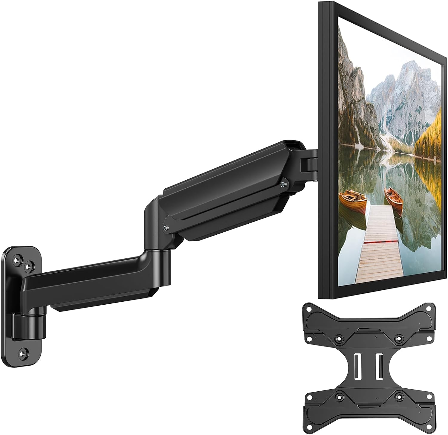 HUANUO Ultrawide Monitor Wall Mount for Max 35 inch Flat Curved Computer Screens, Single Wall Mount Monitor Arm Holds 26.4lbs Max, Height Adjustable Full Motion Gas Spring Vesa Mount, Max 200x200mm