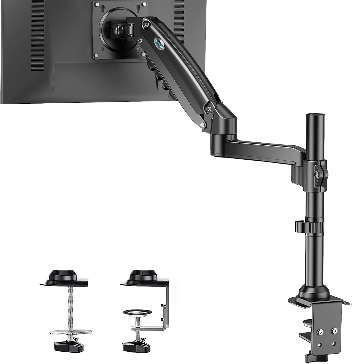 HUANUO Single Monitor Mount, Adjustable Monitor Arm Desk Mount Fits 13-32 inch Screen, Holds 19.8lb, Gas Spring Monitor Stand with 21.65 inch Max Height, Full Motion Swivel Monitor Arm with Vesa Mount