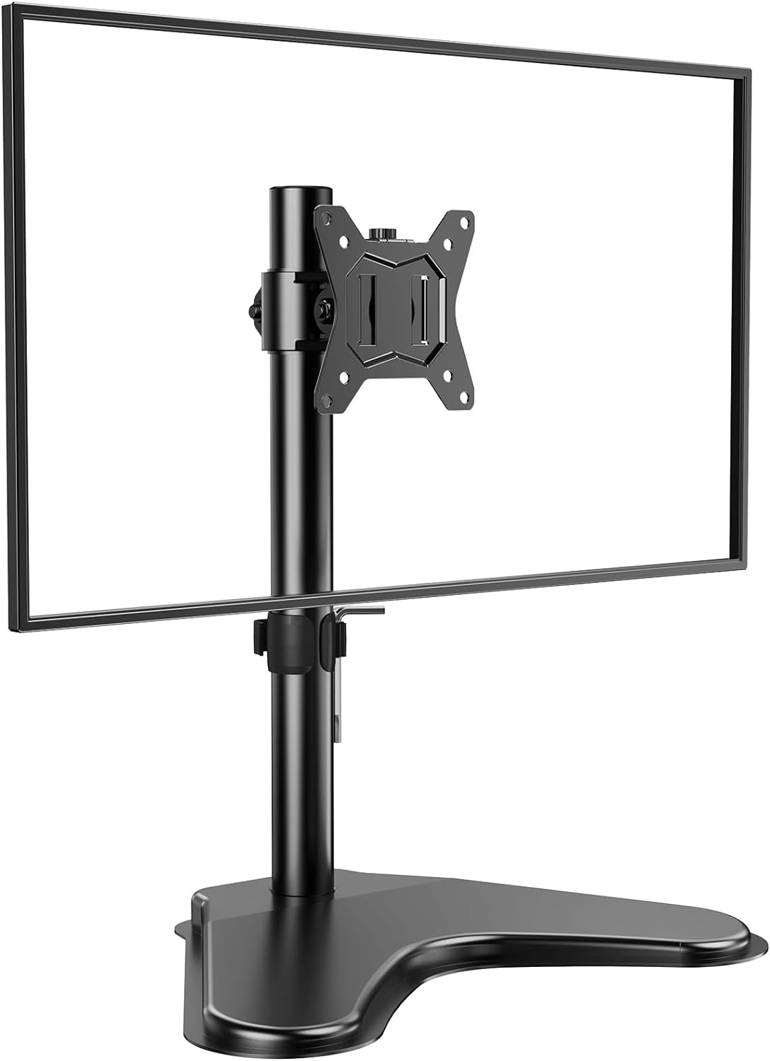 HUANUO Single Monitor Stand, Free Standing Monitor Desk Stand for 13 to 32 Computer, Height Adjustable Monitor Mount Full Motion Swivel VESA 75x75mm/100x100mm Heavy Duty Steel Base up to 17.6 lbs