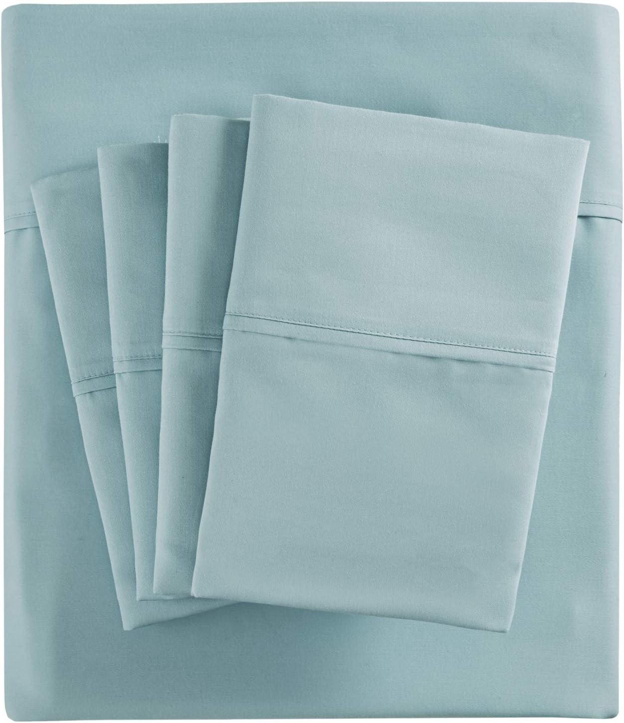 Madison Park - MPH20-0013 800 Thread Count Luxurious Wrinkle Free Breathable Cotton Rich Sateen 6 Piece Sheet Set, Queen Size, Aqua