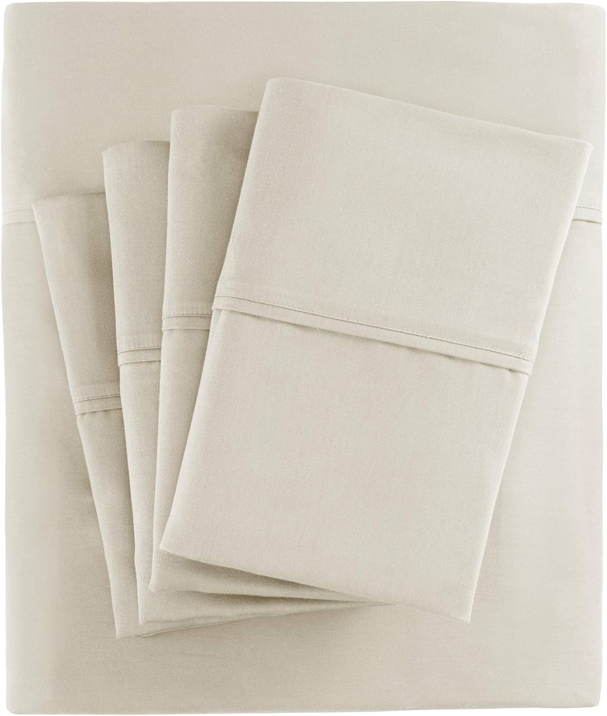 Madison Park 800 Thread Count Luxurious Wrinkle Free Breathable Cotton Rich Sateen 6 Piece Sheet Set, Queen Size, Ivory